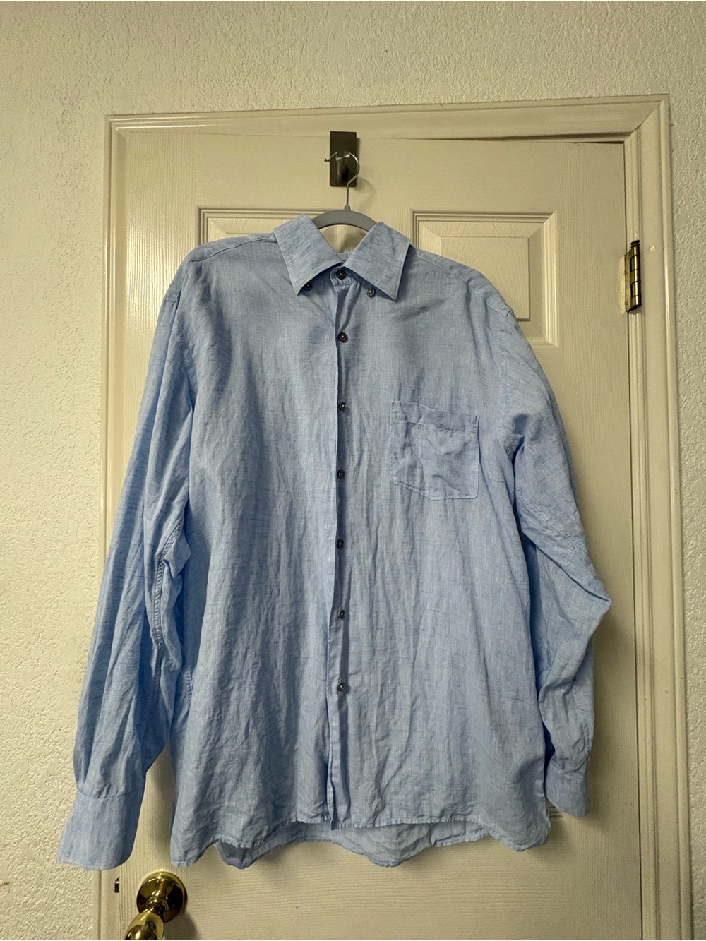 Ermenegildo Zegna 100% Linen Shirt Blue Gray Long Sleeve Italy Luxury XL #070